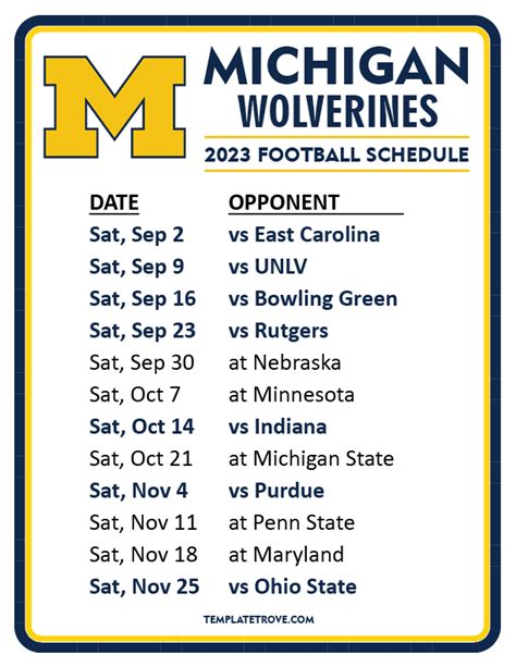 michigan wolverines home football schedule|michigan wolverines schedule printable.